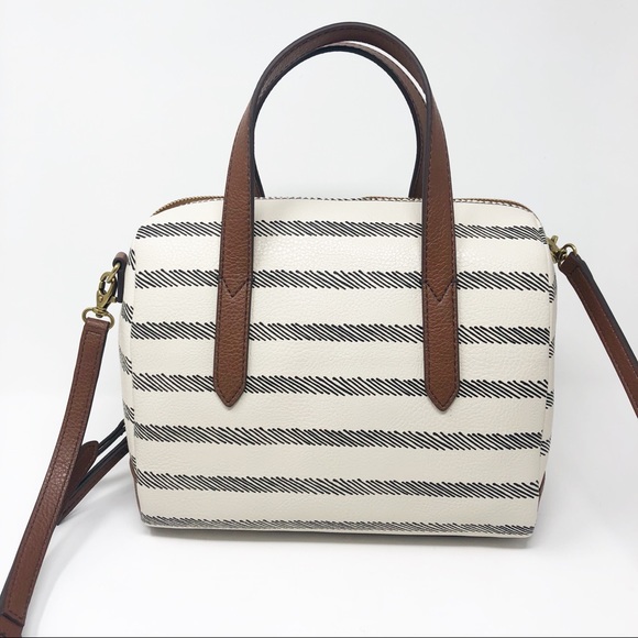 Fossil | Sydney Satchel Bag Neutral Stripe Print - Picture 3 of 8